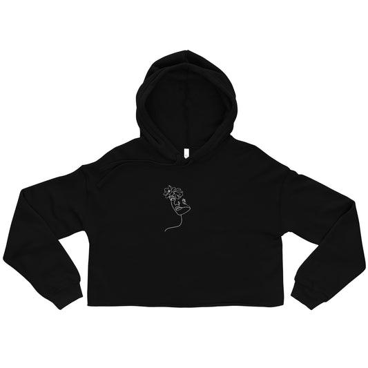 The Lady and The Flower Crop Hoodie (White Stich)